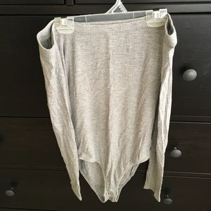 Off shoulder body suit.